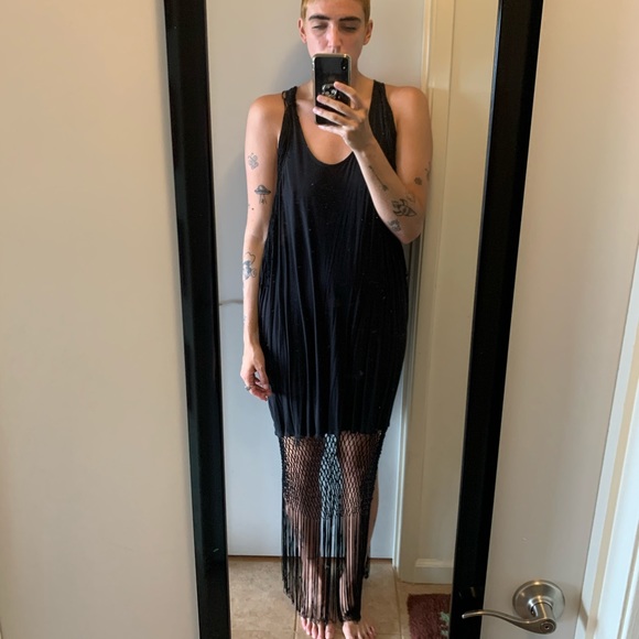 Free People Dresses & Skirts - Free People black fringe dress!!